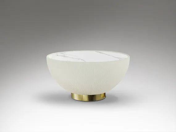 Круглый журнальный столик Candy белый-латунь