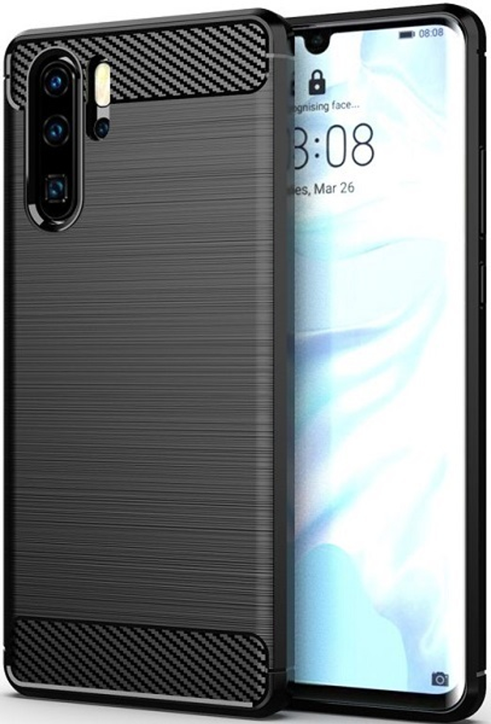 Чехол для Huawei P30 Pro цвет Black (черный), серия Carbon от Caseport