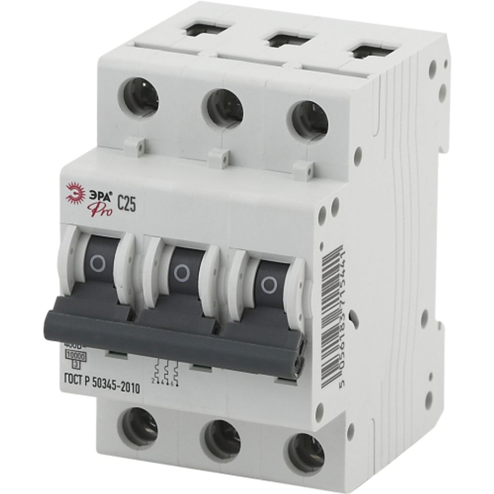 Автоматический выключатель ЭРА PRO NO-901-38 ВА47-100 3P 25А кривая C 10кА