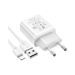 Сетевое зарядное устройство Borofone BA52A 1xUSB, 2.1А + USB кабель Borofone BX14 Lightning, 1м, белый