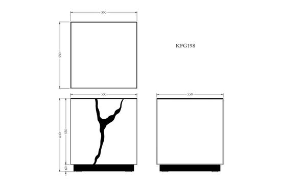 KFG198 Стол журнальный зеркальный с золотым декором 55*55*61см