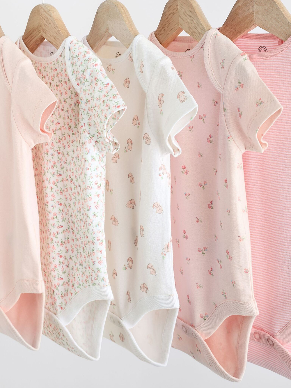 Боди с коротким рукавом для малышей Next K79-567, 5 шт., Белый, Розовый