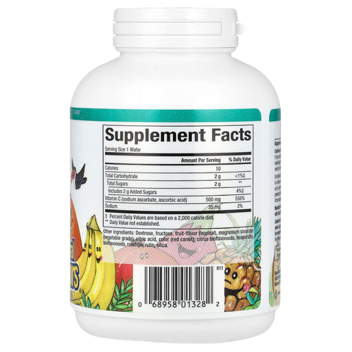 Natural Factors, фруктовые жевательные таблетки с витамином C, тропические фрукты, 500 мг, 90 жевательных таблеток