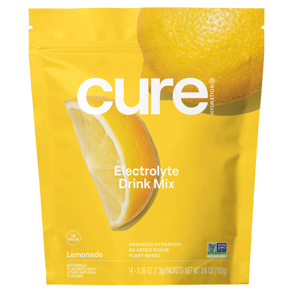 Cure Hydration, увлажняющая смесь электролитов, со вкусом лимонада, 14 пакетиков по 7,3 г (0,26 унции) каждый