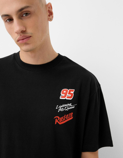 BERSHKA Футболка с принтом McQueen, черный