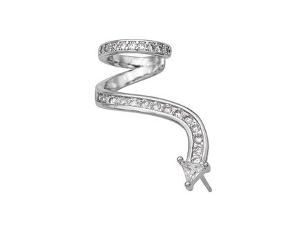 Серьга-кафф "Arrow" 29мм, со стразами