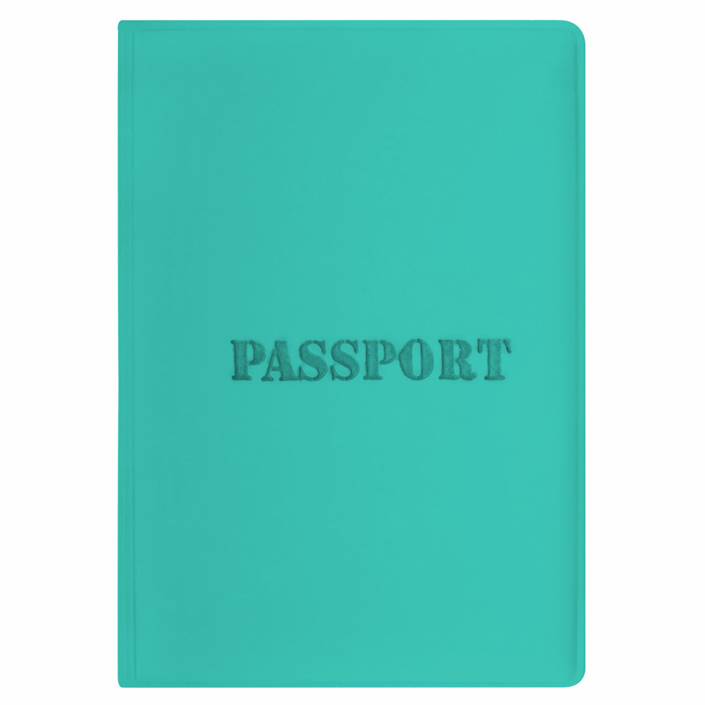 Обложка для паспорта мягкий полиуретан "PASSPORT" цвет "тиффани" STAFF (5 штук в упаковке)