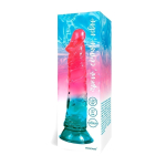 Фаллоимитатор реалистичный на присоске красный и голубой 19 см