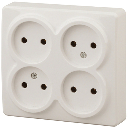 Розетка ЭРА Эксперт 11-2210-02 четверная 4х2P 16A-250В IP20 ОУ горизонт. слоновая кость