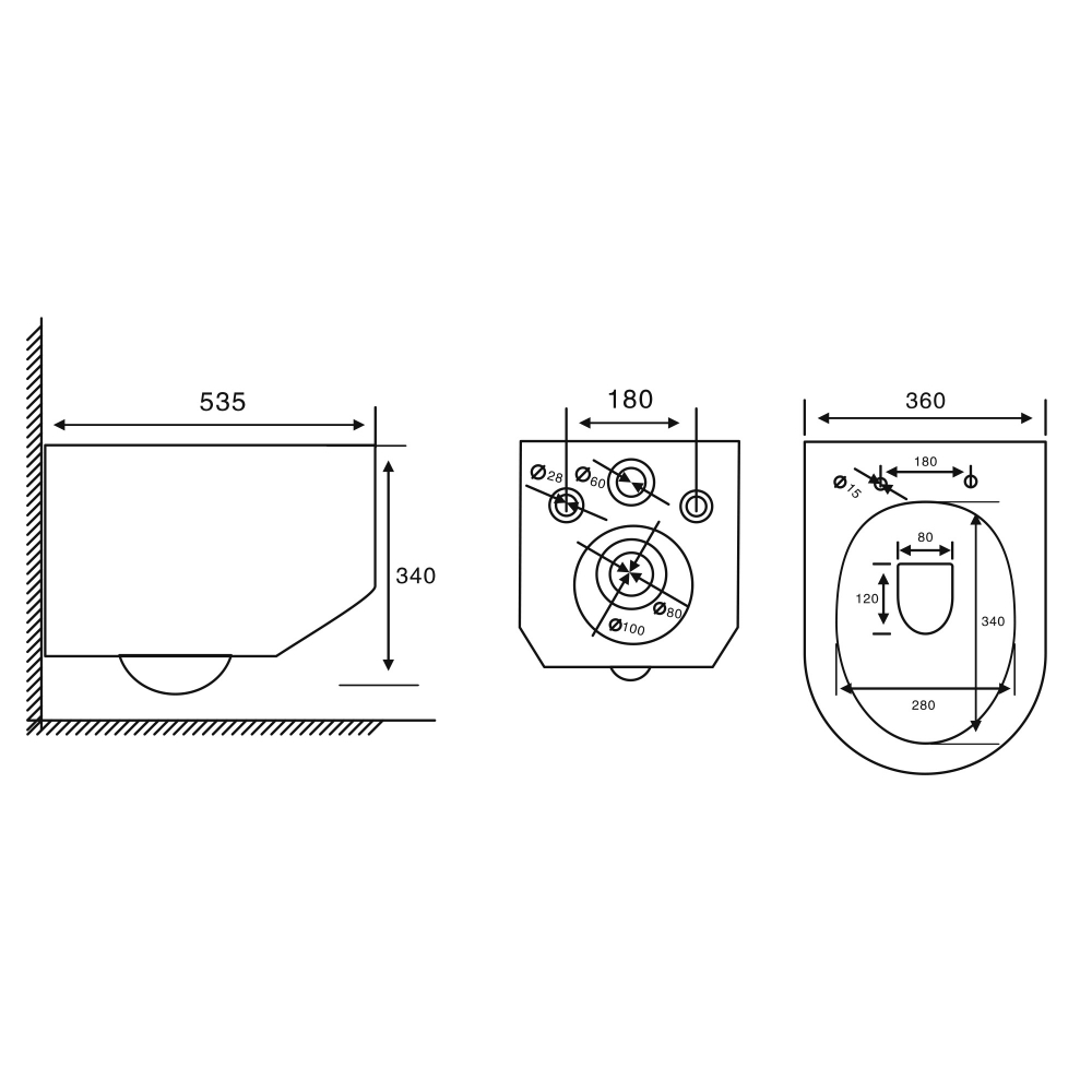 Унитаз ABBER Bequem AC1130 подвесной белый, безободковый, смыв торнадо