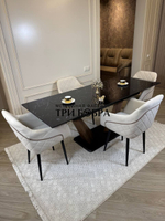 Кухонный раскладной стол "Вирджиния" , черный мрамор и 4 стула ШЕЛЛ