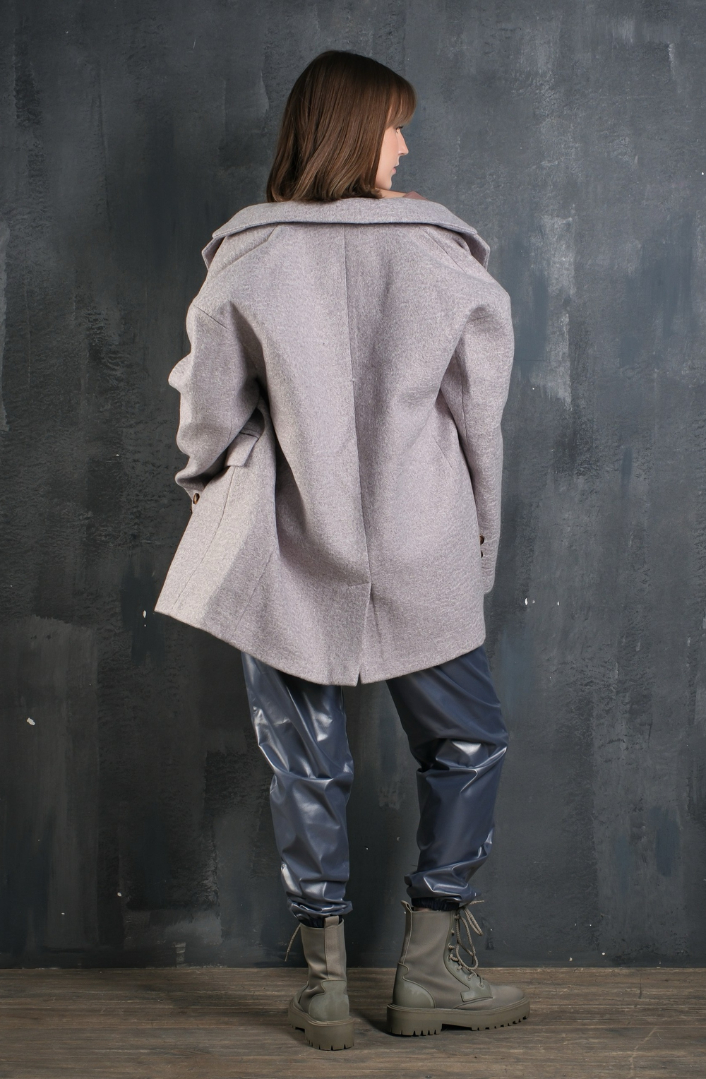 Жакет - полупальто/дымчато -лиловый