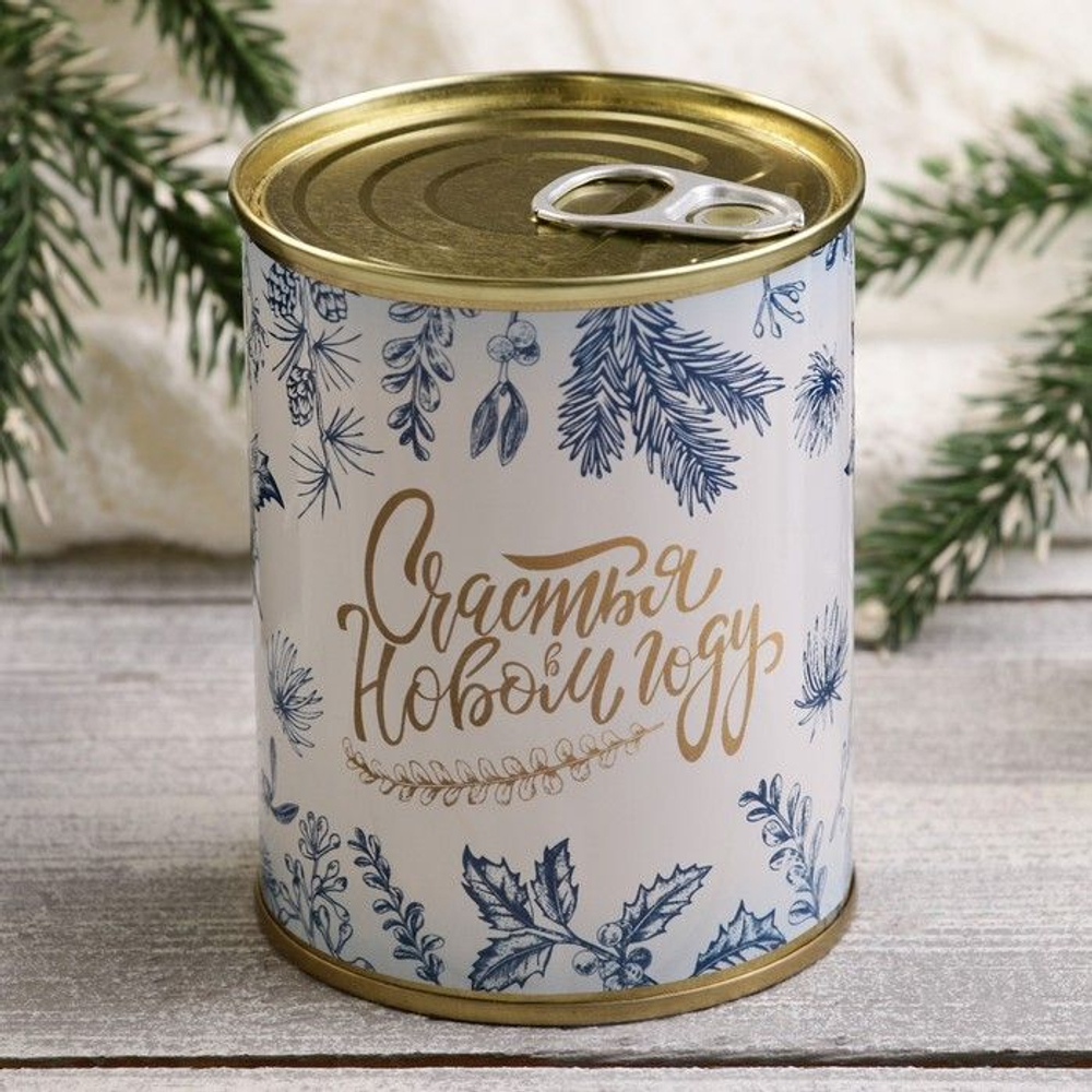 Набор в консервной банке «Счастья в новом году»: мыло и мочалка