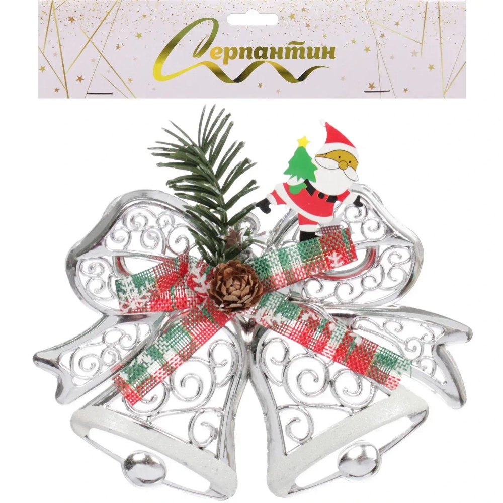 Украшение новогоднее «Лесные колокола» 19*14 см, Серебро