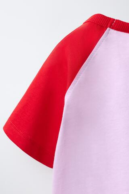 ZARA ОДНОТОННАЯ ФУТБОЛКА РЕГЛАН, КРАСНЫЙ