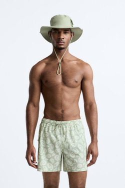 ZARA ПЛАВКИ С ПРИНТОМ ПЕЙСЛИ, ПАСТЕЛЬНО-ЗЕЛЕНЫЙ