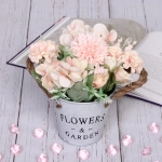 Цветочная композиция «Александрия» 20*11*9см в кашпо с ручками, цвет нежно-розовый