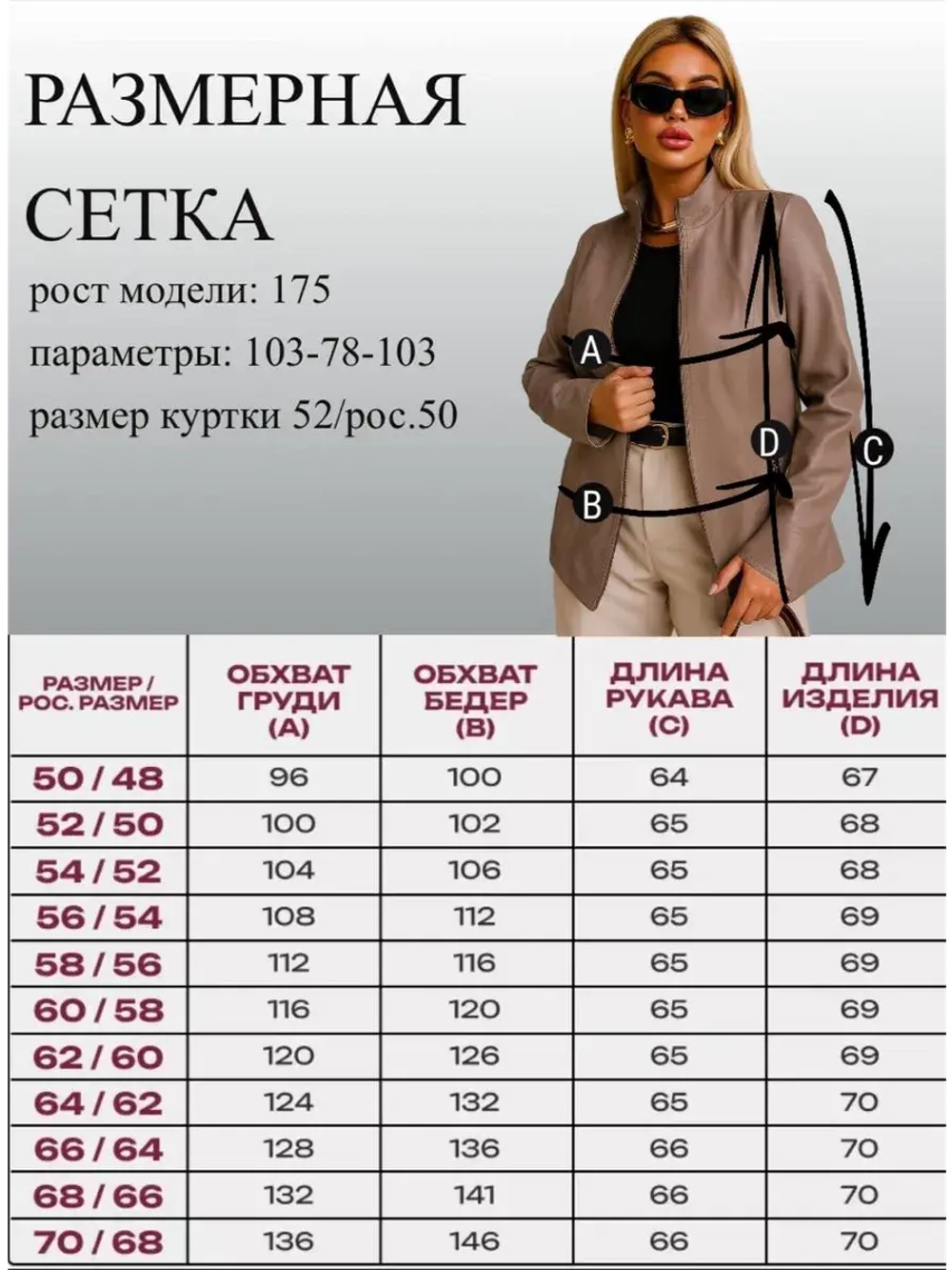 Куртка из экокожи больших размеров
