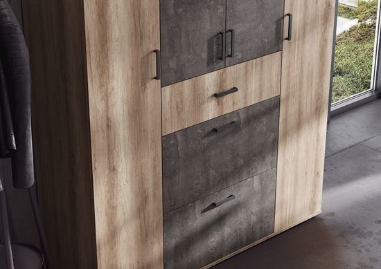 НЕЛЬСОН ШК 03 ШкафФасад ЖЕЛЕЗНЫЙ КАМЕНЬ/Корпус ДУБ КАНЬОН