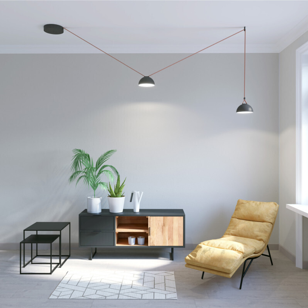 DK5561-BK Cветильник для трека-ремня Belty, серия Flow со светодиодом, D220*H117мм, 48V DC, 24W, RA90, 120°, 3000K, IP20, черный, алюминий