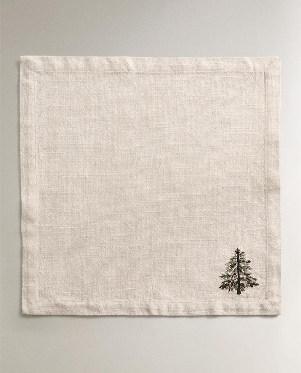 ZARA HOME НАБОР ЛЬНЯНЫХ РОЖДЕСТВЕНСКИХ САЛФЕТОК С ВЫШИВКОЙ (2 ШТ.), ЭКРЮ