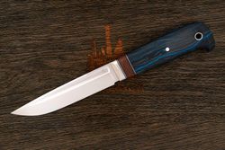 Нож туристический Геннадия Дедюхина Финка, клинок 132мм, сталь N690, рукоять микарта черно-синий