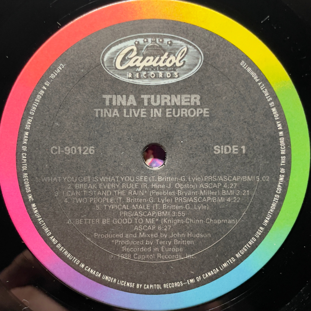 Tina Turner ‎– Tina Live In Europe 2LP (Канада 1988г.)