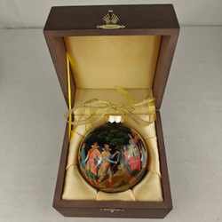 Коллекционный елочный шар с круговой росписью Палех "Царевна-лягушка" в футляре