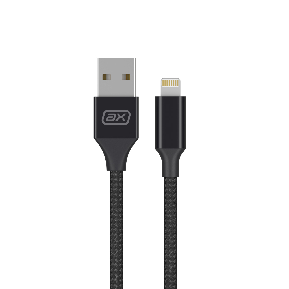 Дата-кабель USB - Lightning, 2А, 1м, нейлон,черный