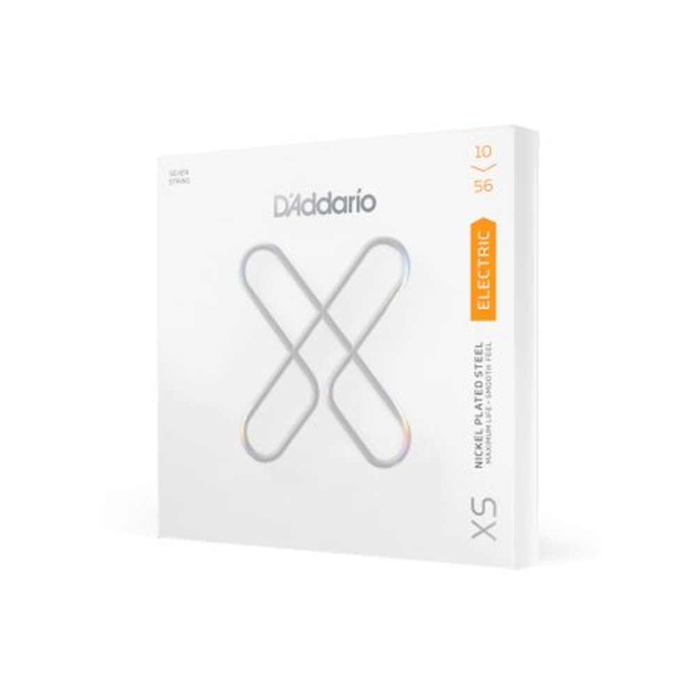 D`Addario XSE1056 Струны для 7-струнной электрогитары, 10-56, ультратонкое полимерное покрытие XS, материал обмотки: никелированная сталь.
