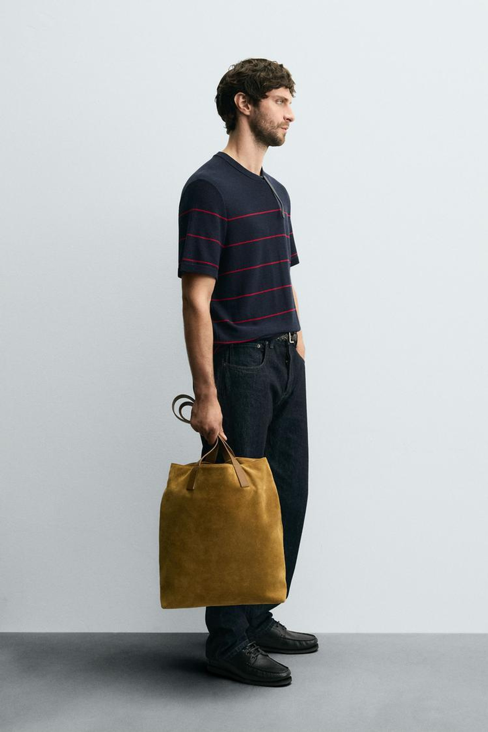 ZARA ФУТБОЛКА ИЗ ЖАККАРДОВОГО ТРИКОТАЖА В ПОЛОСКУ, ПОЛОСКИ