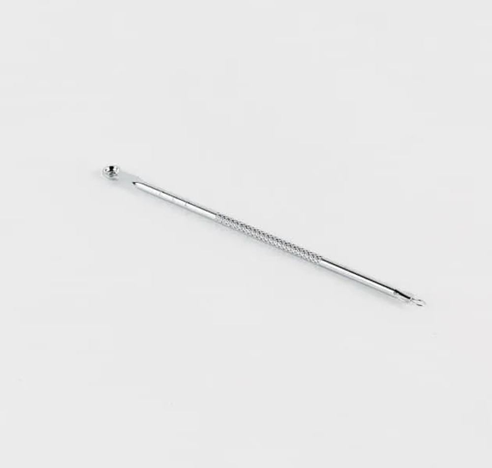 Косметологическая ложка «УНО», двусторонняя, с петлёй, 12,5 см, серебристая