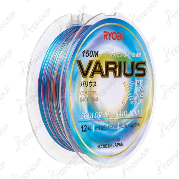 Шнур VARIUS PE8X-150MI 1.2# Multi Colour 0,185мм Ryobi