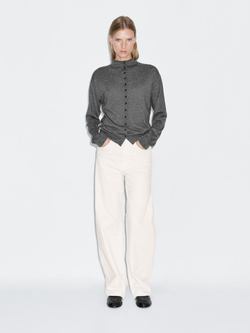 Massimo Dutti Вязаный кардиган с воротником-стойкой, серый