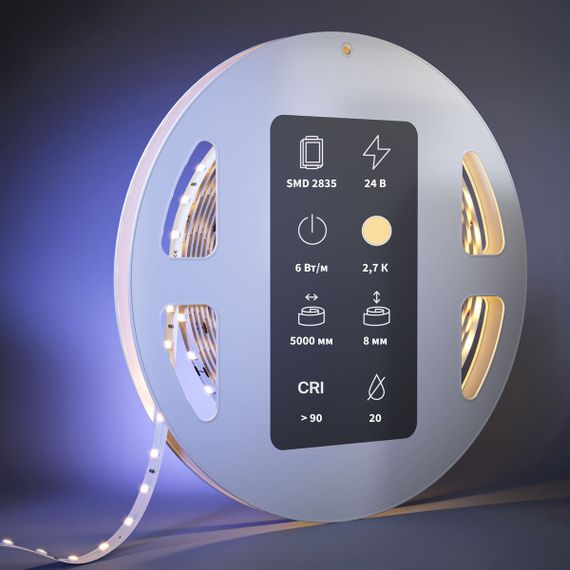 Светодиодная лента Maytoni 6W/m 80LED/m 2835SMD теплый белый 5M 201093