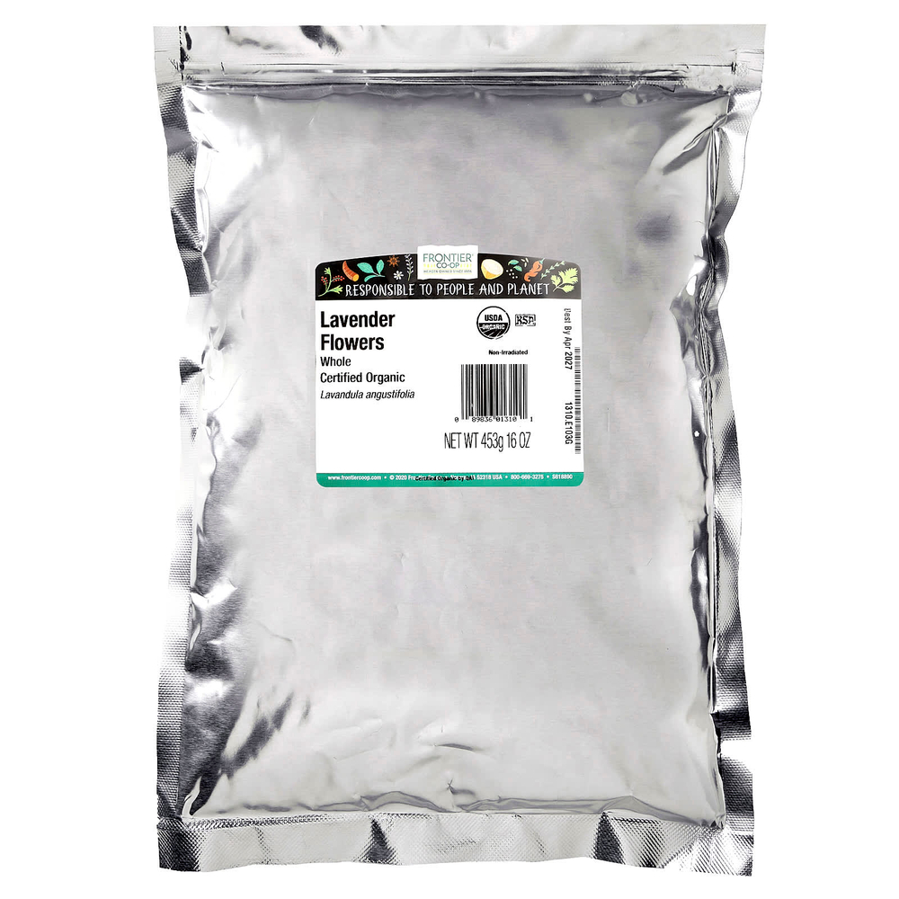 Frontier Co-op, органические цельные цветки лаванды, 453 г (16 унций)