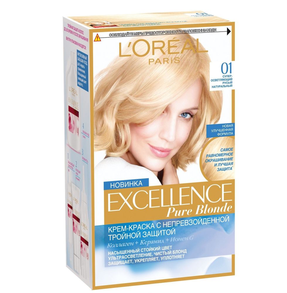 L&#39;Oreal Paris Краска для волос Excellence-Crème,тон №01, Супер-осветляющий русый натуральный, 48 мл