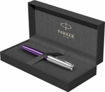 Перьевая ручка Parker Sonnet Essentials Violet SB Steel CT 2169366, перо: F, цвет чернил black, в подарочной упаковке.
