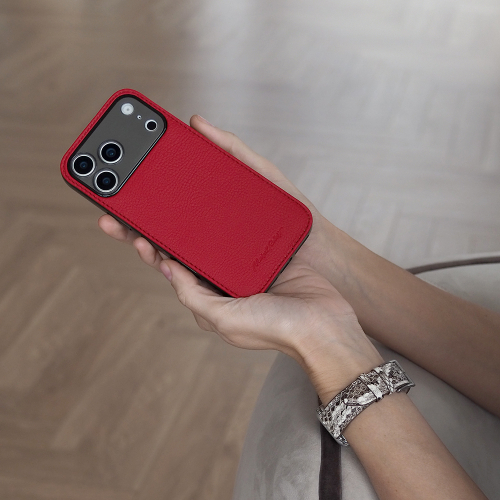 Чехол-накладка для iPhone 17 Pro - кожа теленка, красный
