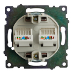 Розетка компьютерная 2-местная RJ-45 (механизм) STEKKER GLS00-7109-04, серия Катрин, шоколад 50006