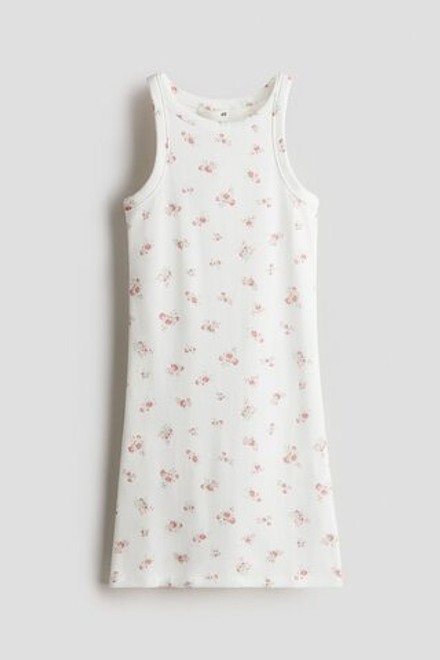 H&M Платье из хлопка в рубчика, белый