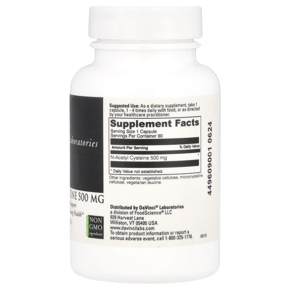 DaVinci Laboratories, N-ацетилцистеин, 500 мг, 90 капсул
