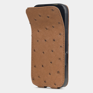 Кожаный чехол для iPhone 17 Pro, страус цвета коньяк