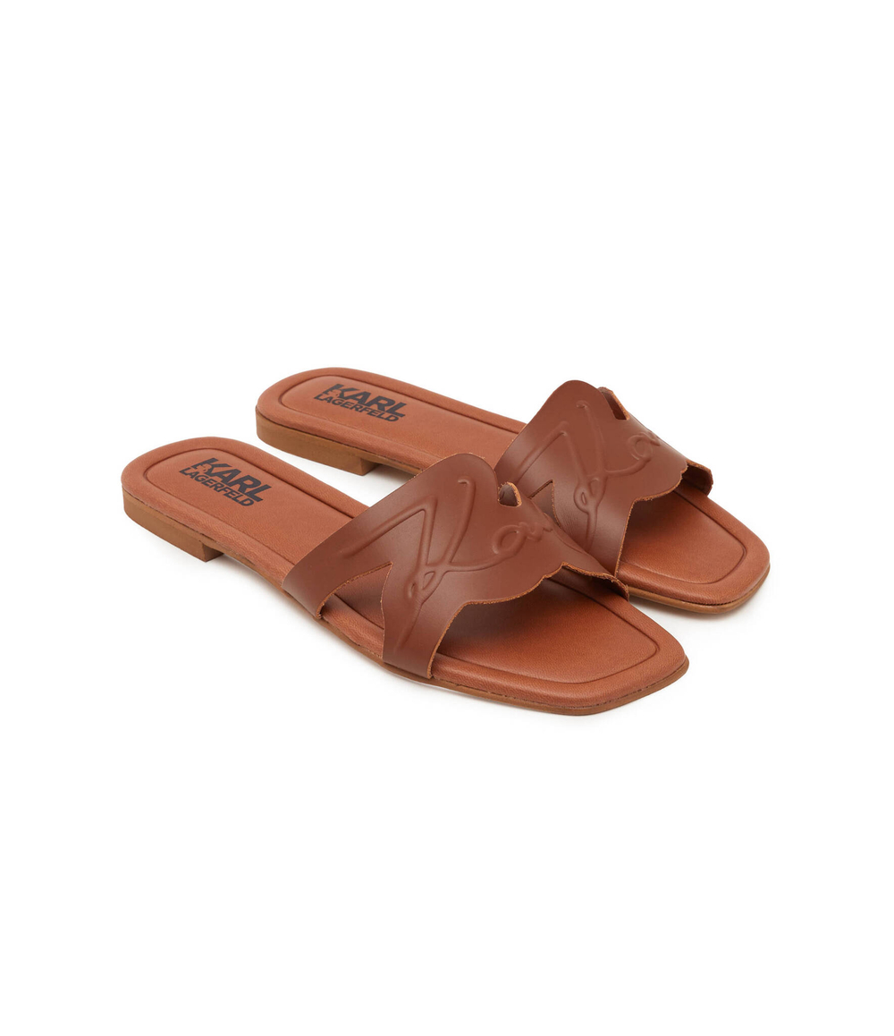 Кожаные шлепанцы brio Karl Lagerfeld - коричневый(KL85408)