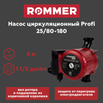 Насос циркуляционный ROMMER Profi 25-80-180 с гайками