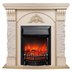 Электрокамин RealFlame Athena WT белый дуб с золотой патиной с очагом Fobos Lux Black