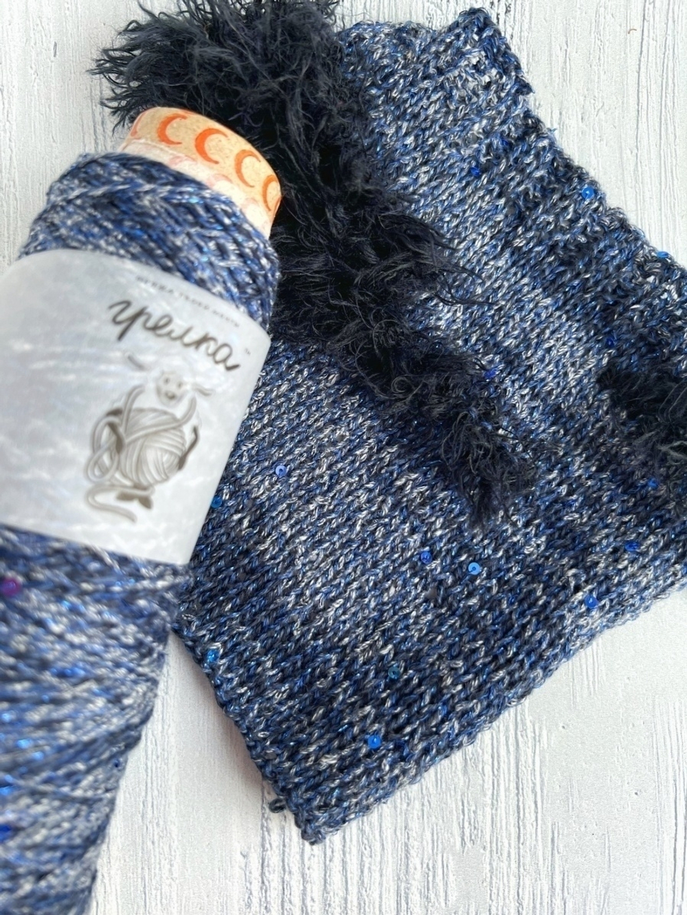 Пряжа бобинная для ручного и машинного вязания джинсовый хло