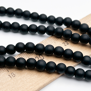 Бусины матовые, стекло, цвет черный, размер около 5,8*6,2 мм, цена за нить 60 шт