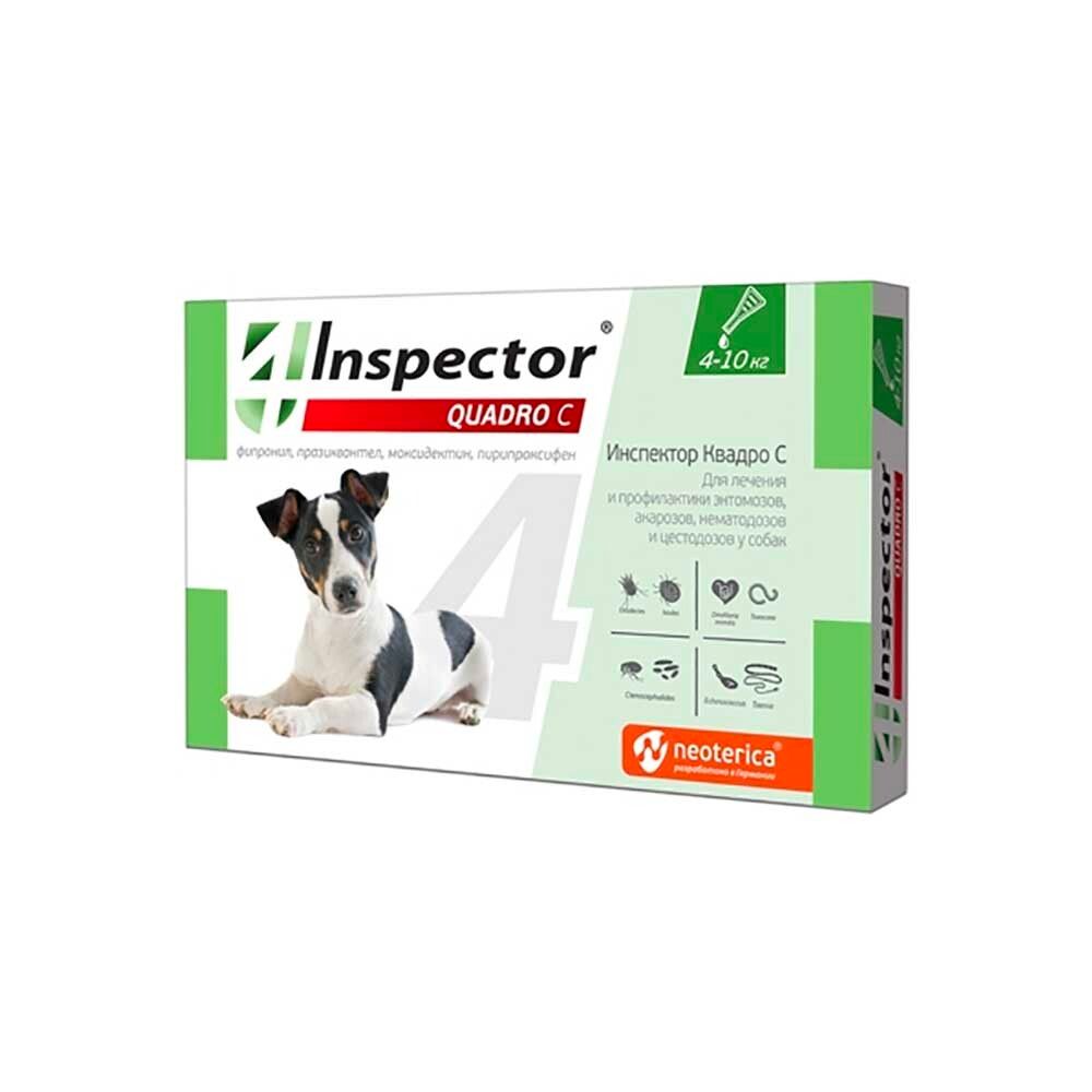 Inspector Quadro C Капли для собак 4-10кг от внешних и внутренних паразитов