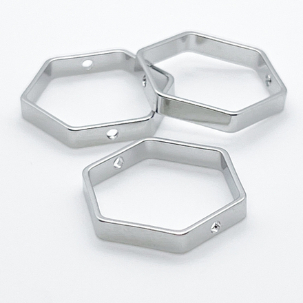 Коннектор-рамка Шестигранник, цвет серебро (родий), размер 18*20 мм, цена за 1 шт